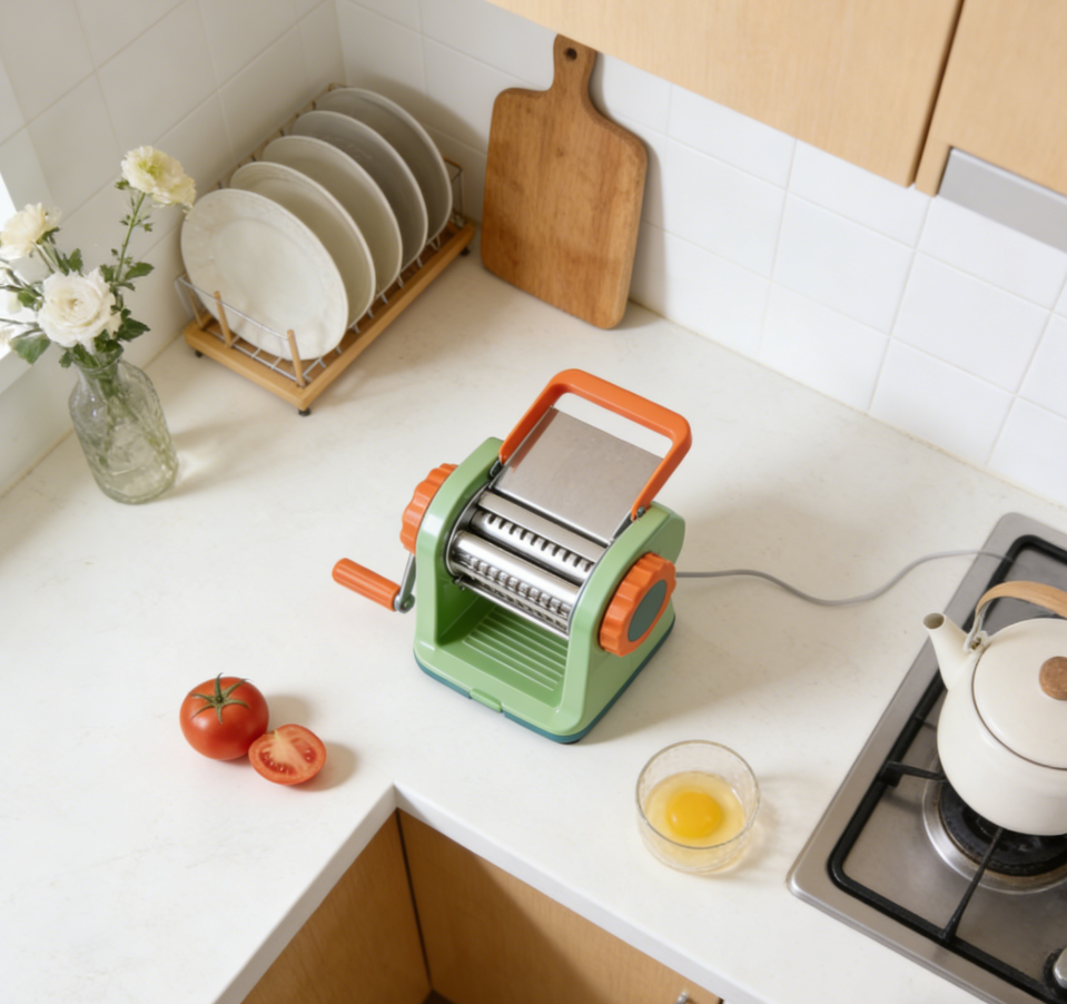 VividGlow FreshPasta Pro – Exclusive Color-Blocked Manual Pasta Maker with 8-Thickness Precision & Effortless Crank