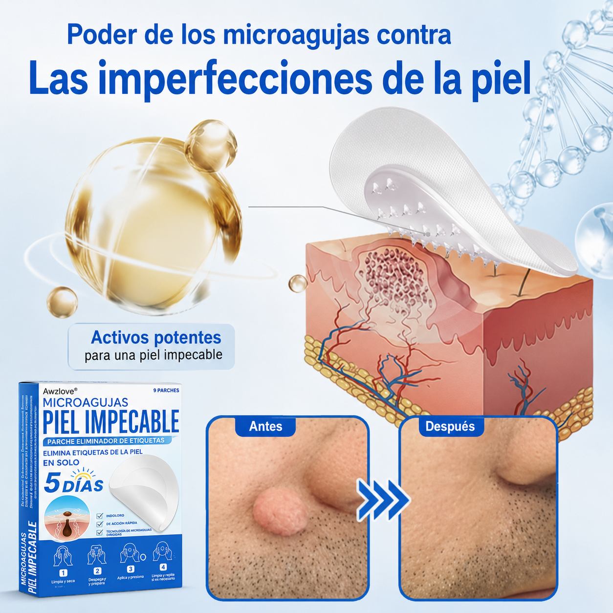 Awzlove®  𝐏𝐚𝐫𝐜𝐡𝐞𝐬 𝐡𝐢𝐝𝐫𝐨𝐜𝐨𝐥𝐨𝐢𝐝𝐞𝐬 𝐜𝐨𝐧 𝐦𝐢𝐜𝐫𝐨𝐚𝐠𝐮𝐣𝐚𝐬 𝟐 𝐞𝐧 𝟏  𝐄𝐬𝐩𝐞𝐜𝐢𝐚𝐥𝐦𝐞𝐧𝐭𝐞 𝐝𝐢𝐬𝐞ñ𝐚𝐝𝐨𝐬 𝐩𝐚𝐫𝐚 𝐞𝐥𝐢𝐦𝐢𝐧𝐚𝐫 𝐥𝐮𝐧𝐚𝐫𝐞𝐬 𝐞𝐥𝐞𝐯𝐚𝐝𝐨𝐬, 𝐚𝐜𝐧é, 𝐯𝐞𝐫𝐫𝐮𝐠𝐚𝐬 𝐩𝐥𝐚𝐧𝐚𝐬 𝐲 𝐩𝐫𝐨𝐭𝐮𝐛𝐞𝐫𝐚𝐧𝐜𝐢𝐚𝐬 𝐜𝐮𝐭á𝐧𝐞𝐚𝐬 | 𝐏𝐚𝐪𝐮𝐞𝐭𝐞 𝐝𝐞 𝟏𝟒𝟒 𝐮𝐧𝐢𝐝𝐚𝐝𝐞𝐬  🐒🐶1