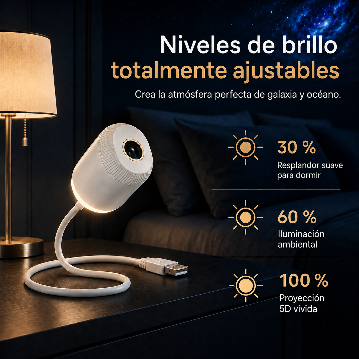 Proyector de luz nocturna holográfica 5D dinámica e inteligente TIMNAMY® con proyección HD de última generación
