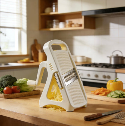 SwiftSlice Rotary Mandoline Slicer – Exclusive Cream & Yellow Ergonomic Grater with Multi-Blade System