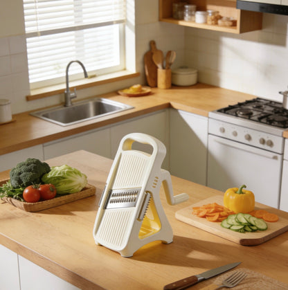 SwiftSlice Rotary Mandoline Slicer – Exclusive Cream & Yellow Ergonomic Grater with Multi-Blade System