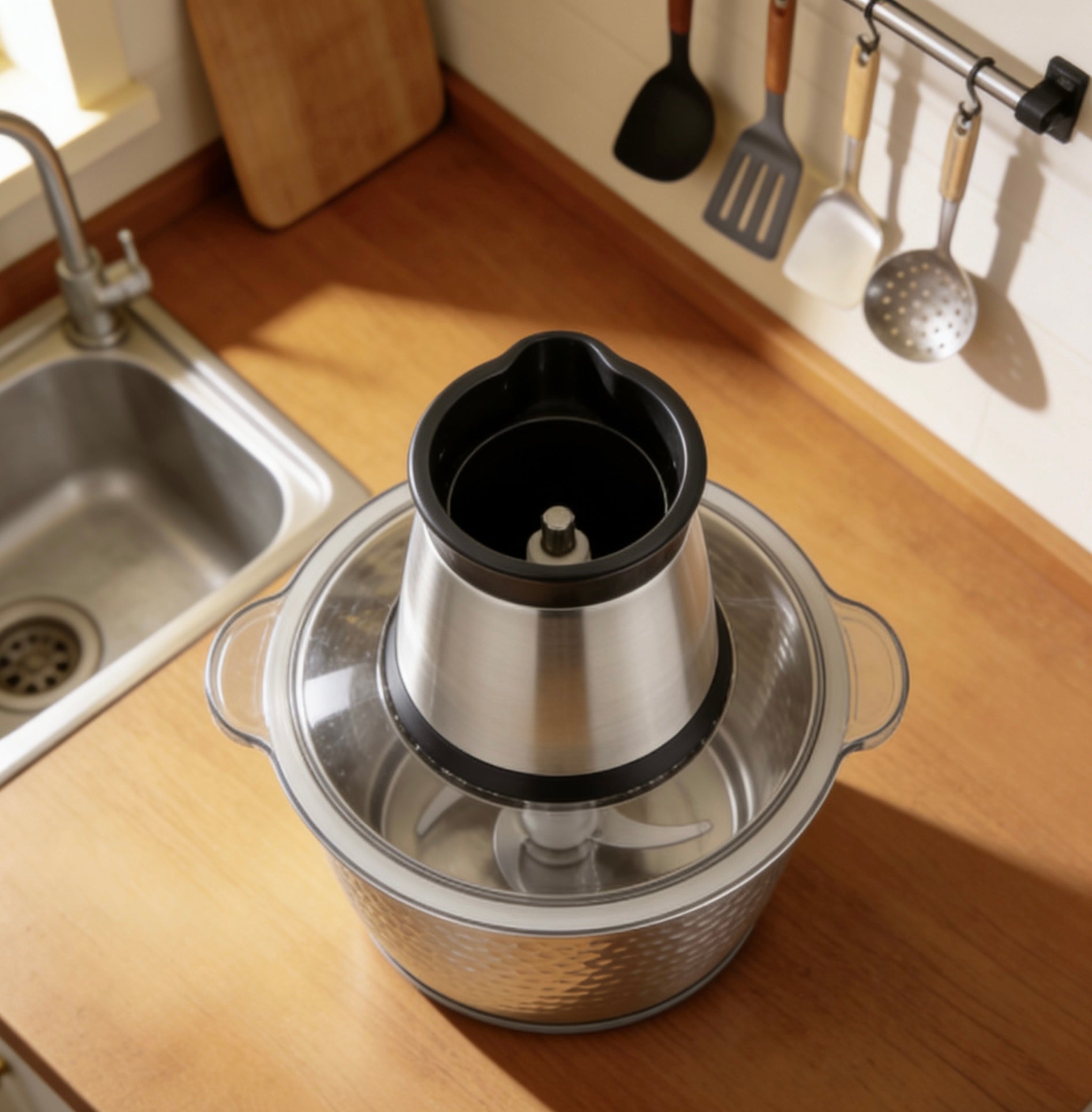 HammerGlow Pro Electric Food Chopper – Exclusive Hammered Stainless Steel Bowl with 2L Capacity & Powerful Motor