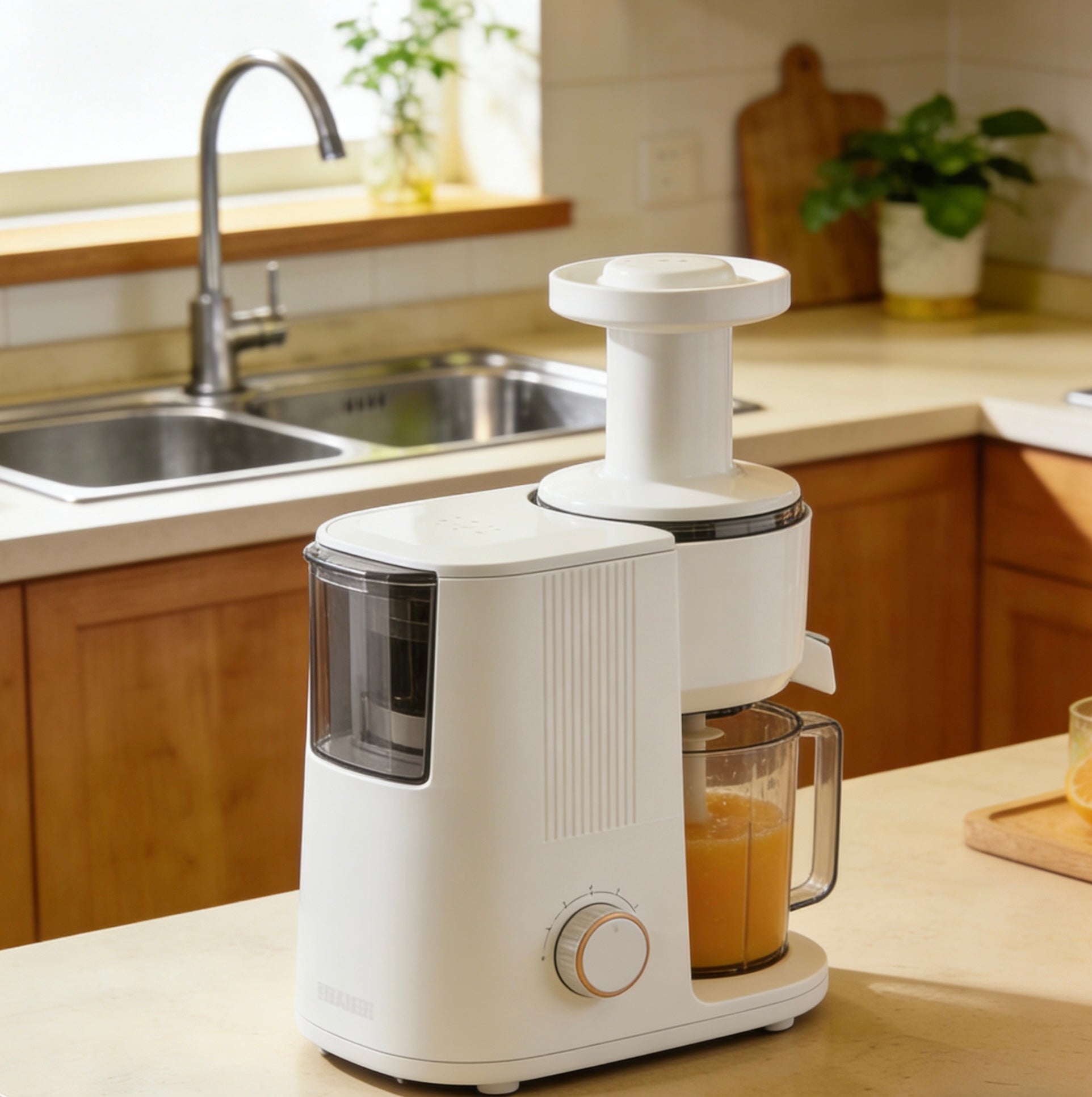 PurePress Ultra Slow Juicer – Exclusive White Vertical Masticating Juicer with Quiet Motor & Anti-Drip Spout