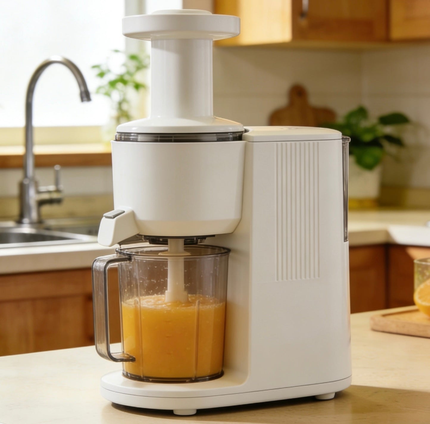 PurePress Ultra Slow Juicer – Exclusive White Vertical Masticating Juicer with Quiet Motor & Anti-Drip Spout