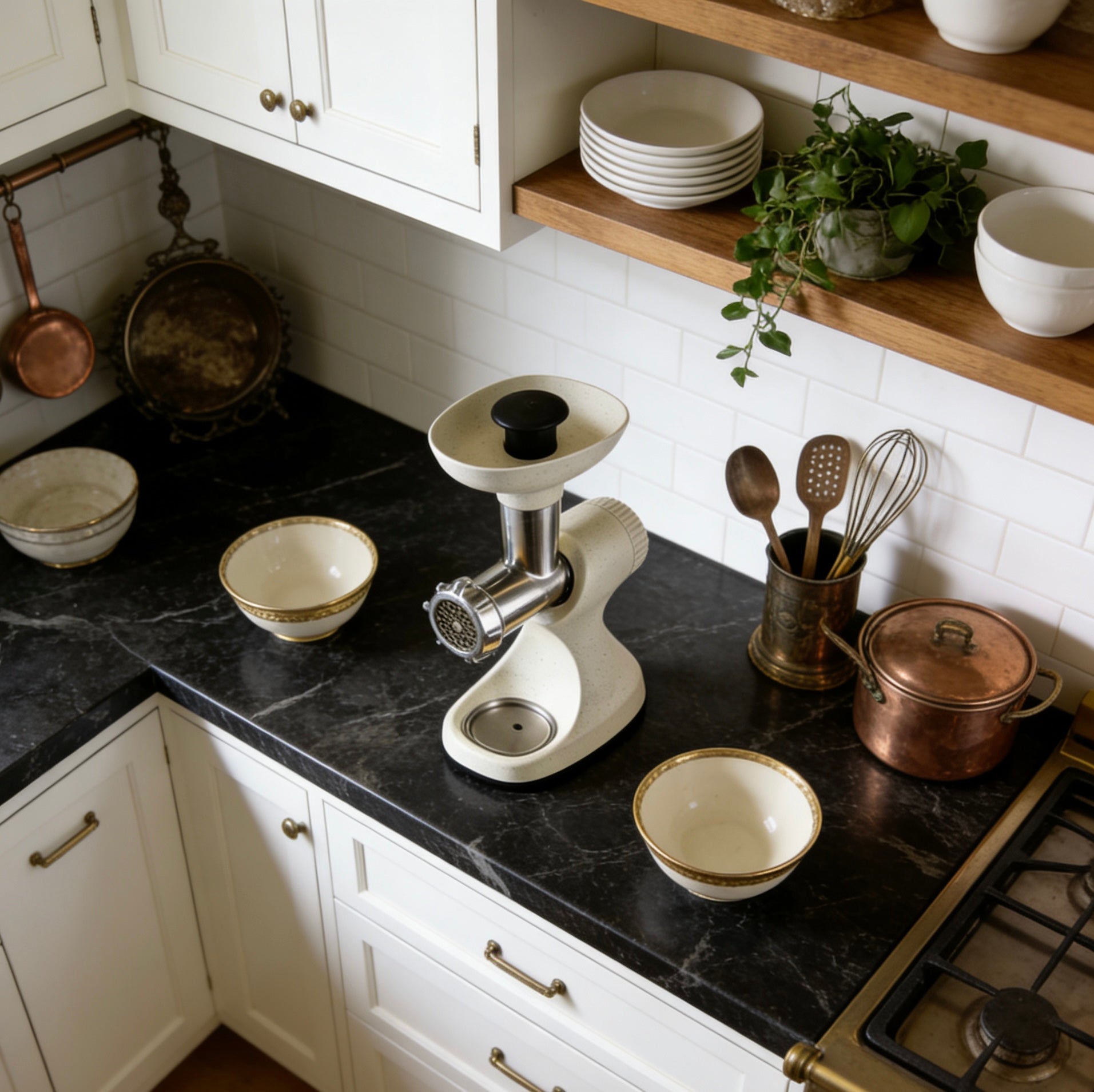 SpecklePress Artisan Meat Grinder – Exclusive Cream Speckled Manual Mincer with Multi-Attachment System