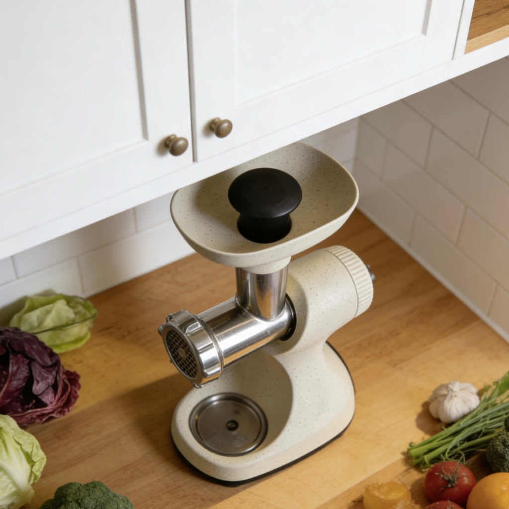 SpecklePress Artisan Meat Grinder – Exclusive Cream Speckled Manual Mincer with Multi-Attachment System