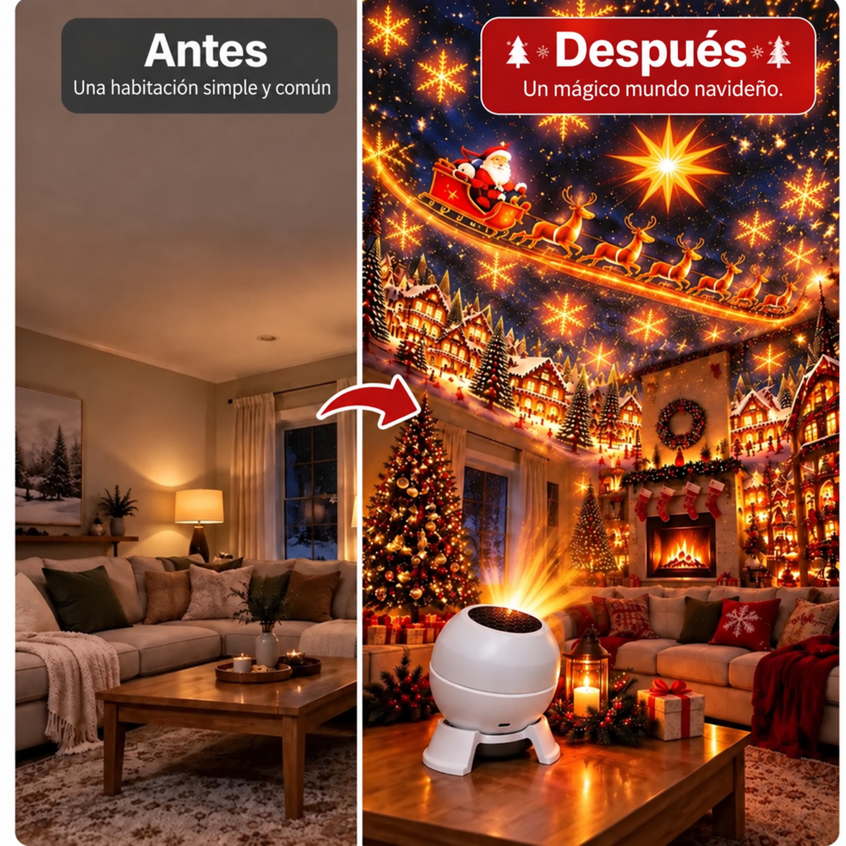 💌 Crea un cuento de hadas navideño en cualquier habitación: luz nocturna con proyector festivo 🎄🎁1