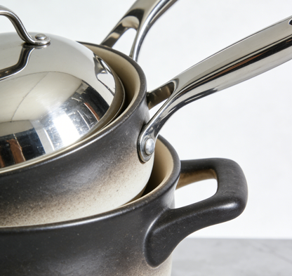 OmbreGlow 3-Piece Cookware Set – Exclusive Gradient Ceramic Dutch Oven with Stainless Steel Saucepan & Lid