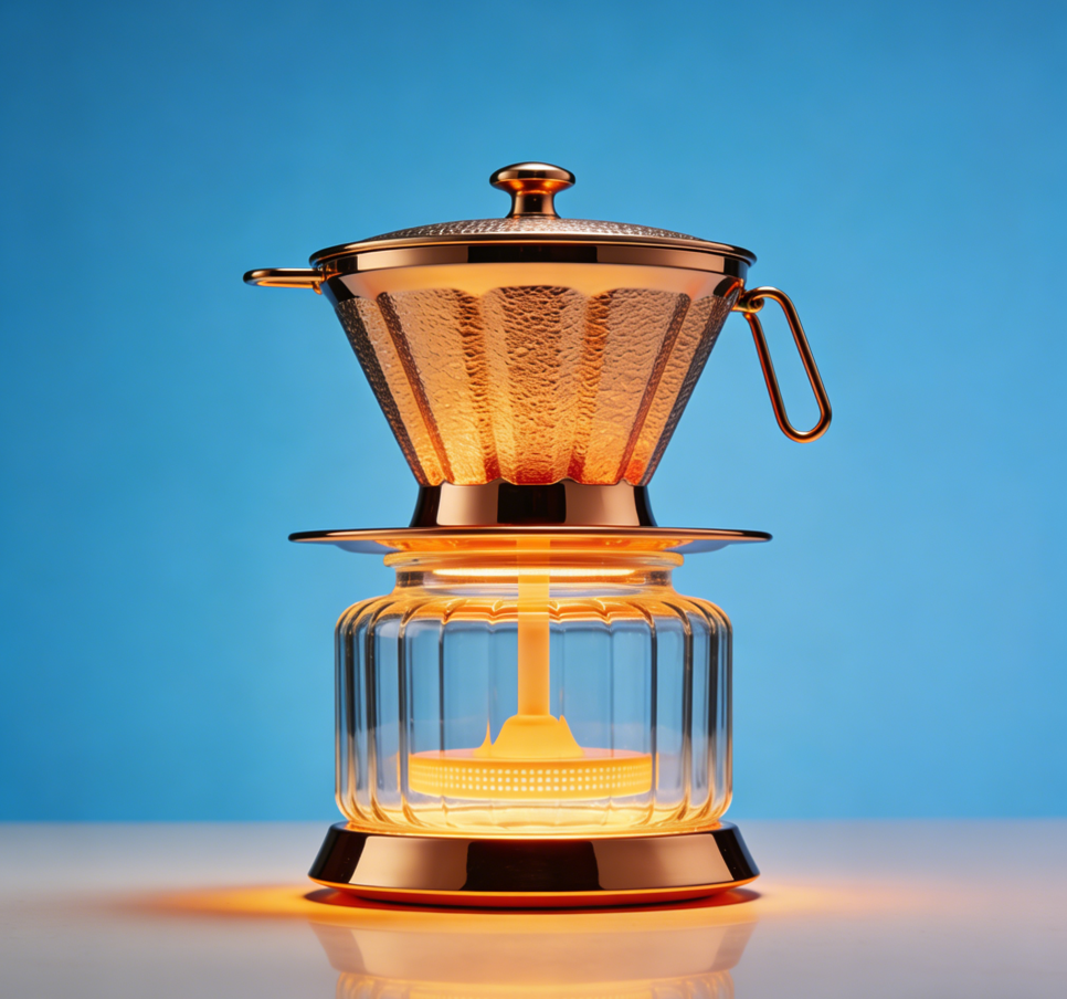 AuroraBrew Copper Glass Pour-Over Coffee Set – Exclusive Hammered Copper Dripper with Fluted Glass Carafe