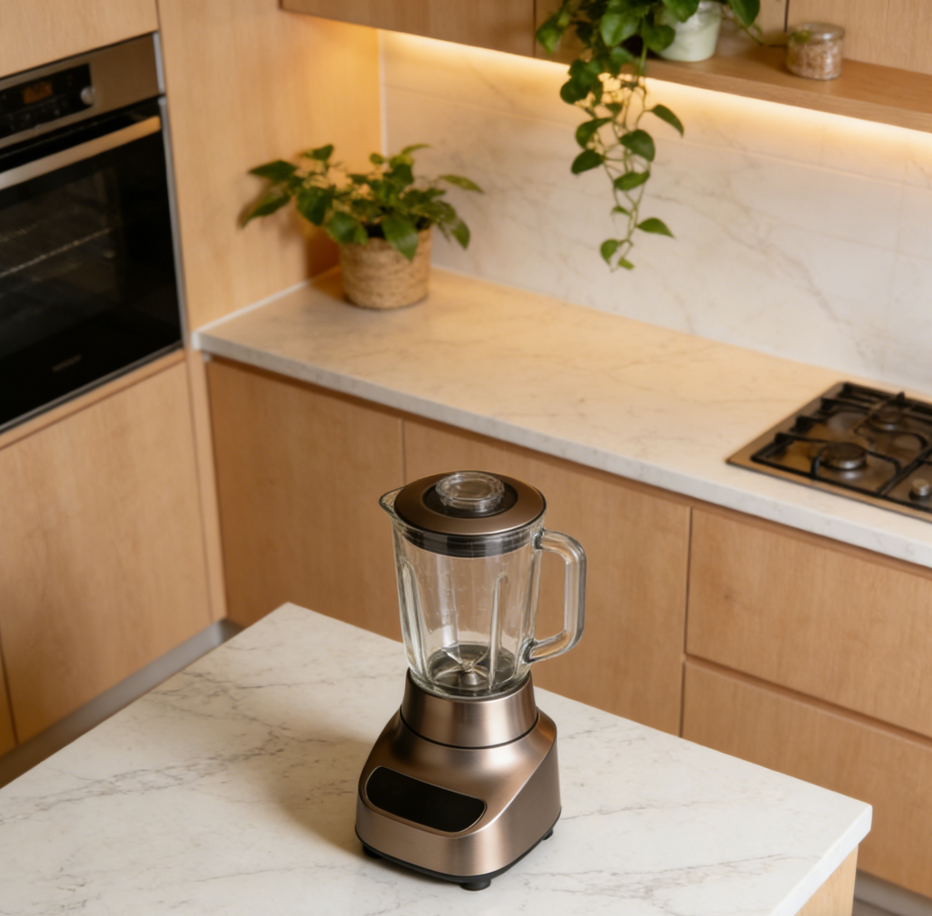 AuraBlend Pro Countertop Blender – Exclusive Bronze Metallic Finish with 1200W Power & 6-Precision Blade System