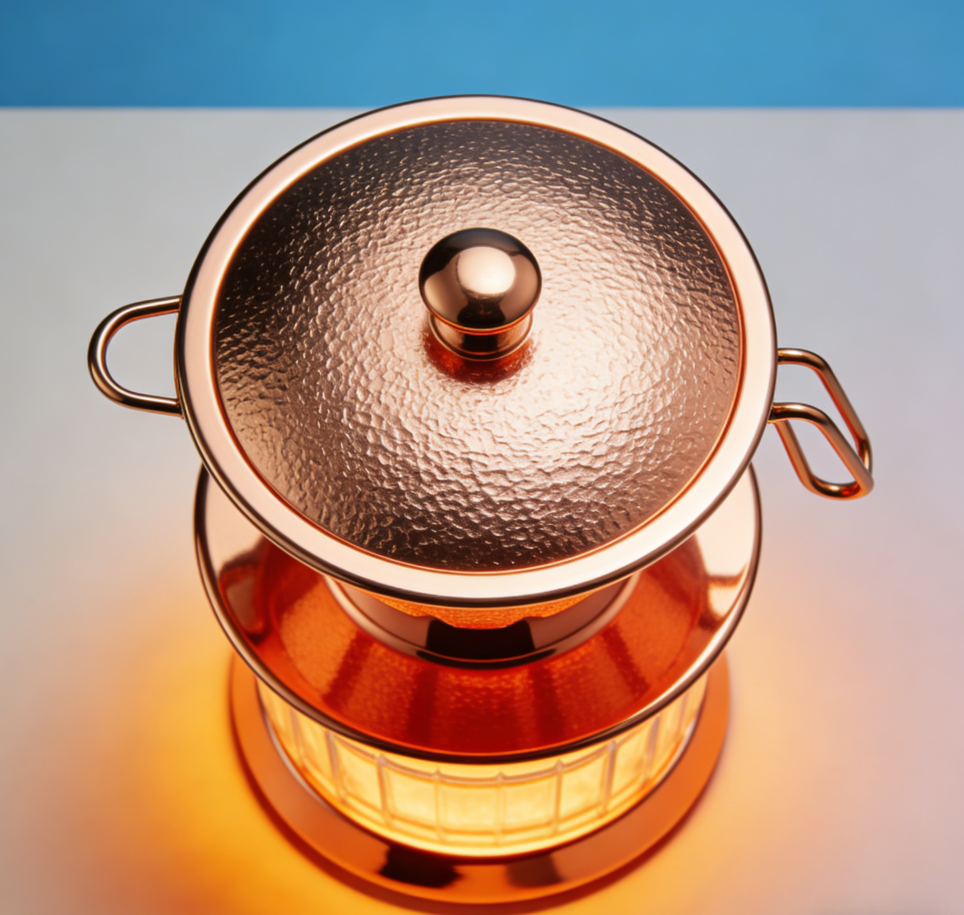 AuroraBrew Copper Glass Pour-Over Coffee Set – Exclusive Hammered Copper Dripper with Fluted Glass Carafe