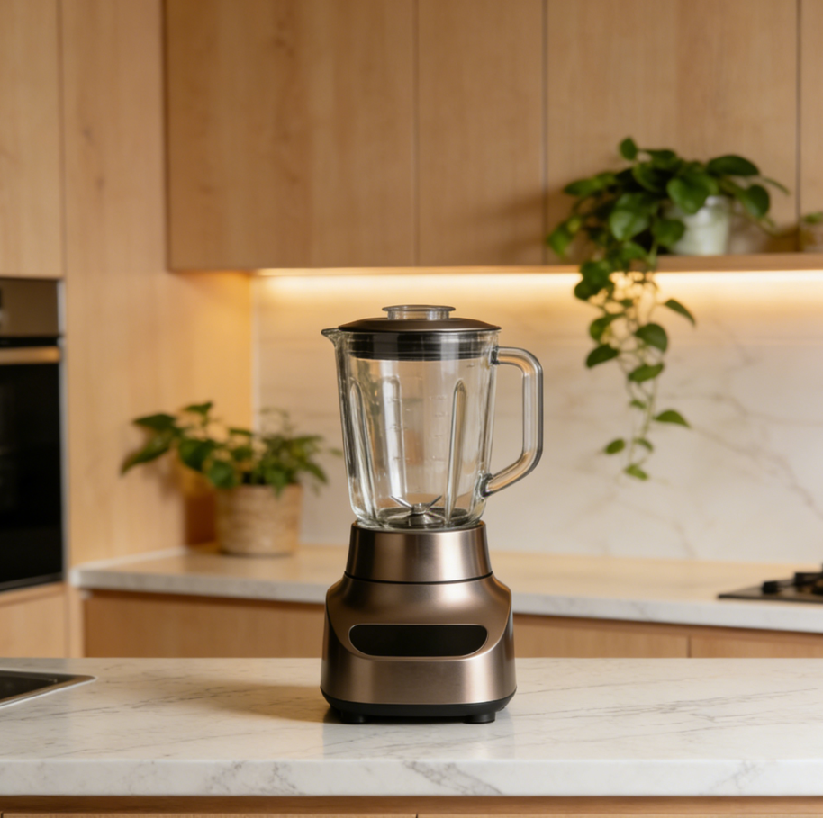AuraBlend Pro Countertop Blender – Exclusive Bronze Metallic Finish with 1200W Power & 6-Precision Blade System